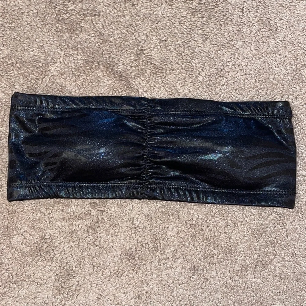 CHARLOTTE RUSE Dark glitter blue/black bandeau bra in women’s size Medium